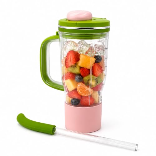 Image of 26oz Replacement Travel Tumbler for Ninja BlendBoss Blender, Green | Travel Smoothie Blender Cup with Leakproof Lid & Detachable Straw Compatible with Ninja DB301 & DB351 Series Blender