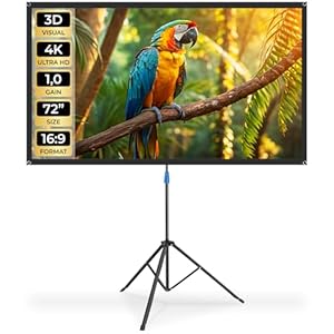 tectake® Beamer-Leinwand 72 Zoll mit Stativ, 160x90cm, Format 16:9, 4K HD, 160° Betrachtungswinkel, Gain Faktor 1.0, Projektionswand, Projektionsleinwand, Heimkino, Leinwand, mit Tragetasche