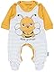 TupTam Baby Mädchen Jungen Strampler mit Langarmshirt Aufdruck Spruch 2 teilig, Farbe: Biene Gelb/Streifen Grau, Größe: 56