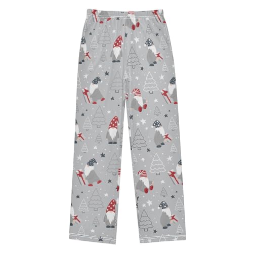 Xmas Gnome Gift Boys Long Pants Soft Trousers Elastic Waist Kids Lounge Bottoms with Pockets S-XL