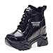 Toride Femmes Hiver Plate-Forme Baskets cachée Croissante Chaude Talons Hauts Chaussures de Sport décontractées à Lacets Formateurs Chaussures avec Peluche Courte