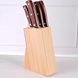 Bene Casa Conjunto de Facas com Cepo de Madeira, 4 Facas em Aço Inox, Base de Madeira Tratada