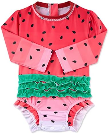 ADUKIDE Infant Swimsuit 6-12 Months Toddler Girls Watermelon One Piece Rash Guard Swimsuits UV Protection Baby Zipper Bathing Suit