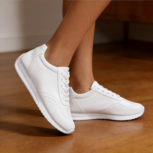 Women's New Leather White Sneakers Style Versatile Casual Flat Sh...