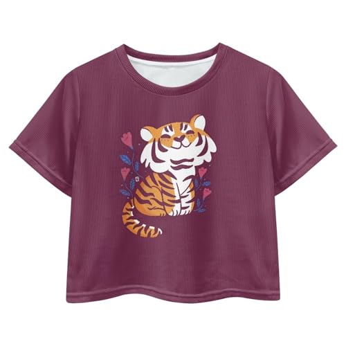 Image of Cute Crop Tops for Girls Short Sleeve Summer T Shirts Fashion Graphic Tees Crew Neck Pullover Tee 5-14 Years