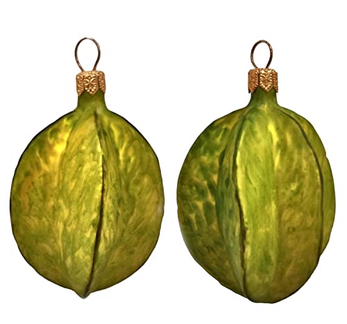 Pinnacle Peak Trading Company Carambola Star Fruit Polish Blown Glass Christmas Ornament...