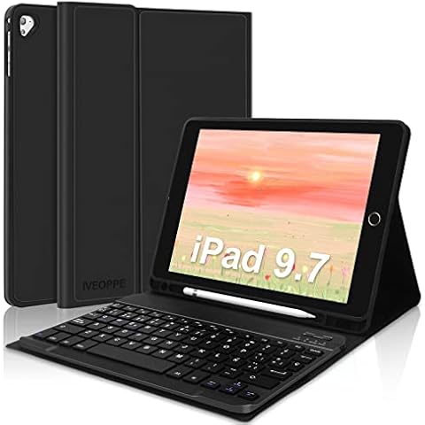 Funda Teclado iPad 6 Generación con Teclado Español Ñ Bluetooth Desmontable Cover