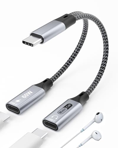 ^CvC Cz ϊA_v^ 2in1 USB C - fA USB C wbhZbgƏ[dA_v^[ PD 60W}[d yyȂ[dłzDAC 24bit/96KHz Hi-Fi ʒ/ʘb/yΉ iPhone15V