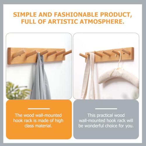 Perchero de pared de madera maciza con diseño elegante para el hogar 4