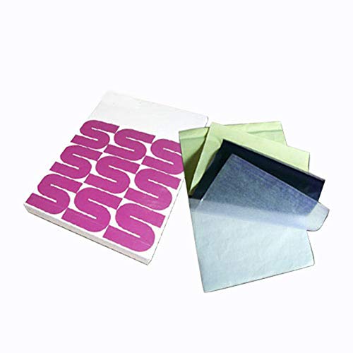 100 Unids/Set Papel de Transferencia de Tatuaje TamañO A4 Papel de Tatuaje Plantilla TéRmica Papel de Copiadora de Carbono Transferencia de Tatuaje Auxiliar Pasta Transferencia