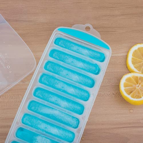 Ice Cube Tray With Lid,Ice Trays,Silicone Ice Cube Tray,Pop Out Ice Cube Tray,Reusable Ice Stick Tray,Bpa Free, For Whiskey, Cocktail, Stackable Flexible Ice Molds,Dishwasher Safe (Blue , Pack Of 1) #TOP6
