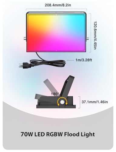 Onforu LED Flood Light Outdoor, RGBWColor Changing 2700K Warm White Upights with Remote 4 Pack - Image 9