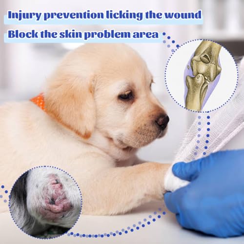 Image of Dog Sleeve to Prevent Front Legs for Right or Left Blue M | 95% Cotton, Breathable Fabric, Ease of use, Keep Bandage Covered, Anti Scratching, Skin Problems