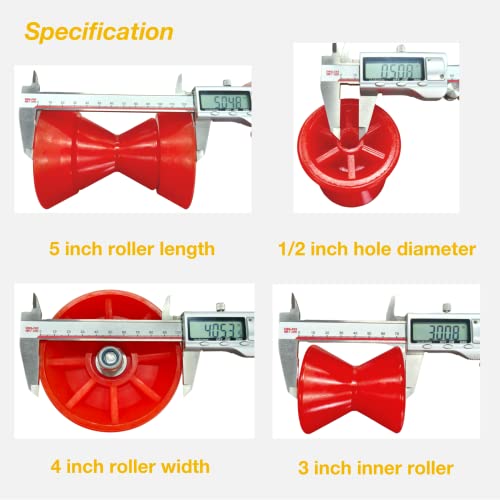 Uanofcn 3" Boat Trailer Roller Assembly 1/2" Shaft Non Marking Polyurethane #TOP4