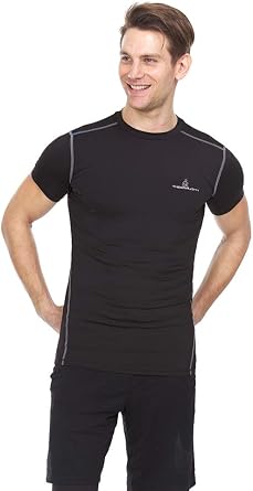 Thermajohn Men Short Sleeve Compression Shirt Cool Dry Baselayer Athletic Workout Shirts for Running and Workout X-Large, Set-in - Black