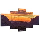 Idaho Canvas Wall Art - Perrine Bridge Picture Framed Print Painting - Home Living Room Bedroom Decoration - 5 Piece Ready to Hang (60''Wx32''H)