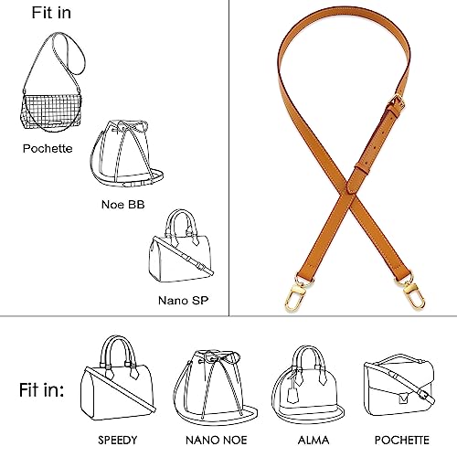 Image of Vachetta Genuine Leather Adjustable Genuine Leather Crossbody Straps Replacement (Honey brown)