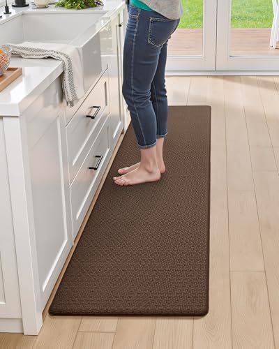 Miniatura 8 de Color Geometry 44x150 Cm Alfombrilla Cocina Lavable Antideslizante, Alfombra Vinilica Cocina, Antifatiga, Antideslizante, Alfombra De Cocina Acolchada Con Espuma Para Estar De Pie, Cómoda, Marrón