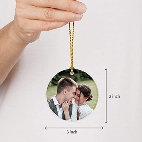 Personalized Photo Christmas Ornaments Custom 3" Ceramic With Any Photo/Text Hanging Tree Decorations Gift For 2022 Xmas Couples, Wedding, Graduation, Family Christmas Ornament, Photo On Both Sides #TOP4