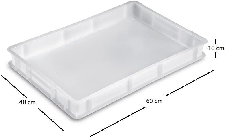 Set kit pizzeria Carrello box-service per cassetta pizzeria in plastica con ruote contenitore lievitazione pizza con coperchio 60x40x7h (Carrello+10 Cassette+1 Coperchio)