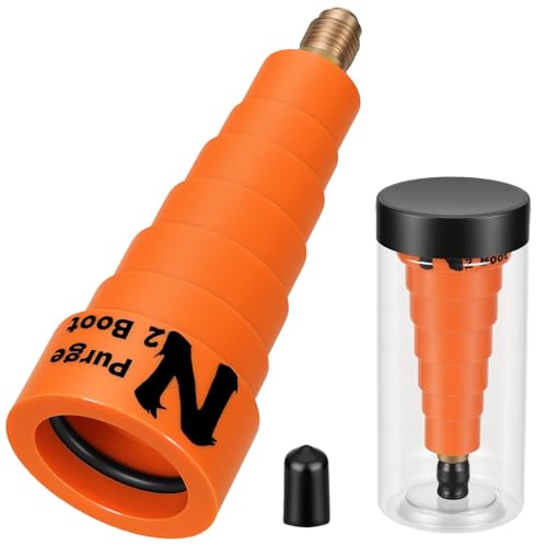 Nitrogen Purge Boot for HVAC Brazing Hands-Free Low-Pressure Nitrogen Purge Tool with Multi-Size O-Ring Seal 1/4 SAE Connector for AC & Refrigeration Tubing Includes Clear Storage Case (Orange)