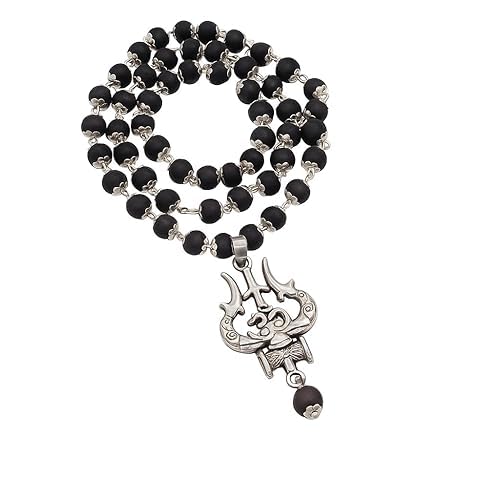 Natural OM Shiva Trishool Karungali Mala | Original 54 Beads Black Ebony Wood Spiritual Necklace for Protection, Meditation, Healing, Energy Balance | Shiva Bhakti Mala | For Men & Women-picture-29