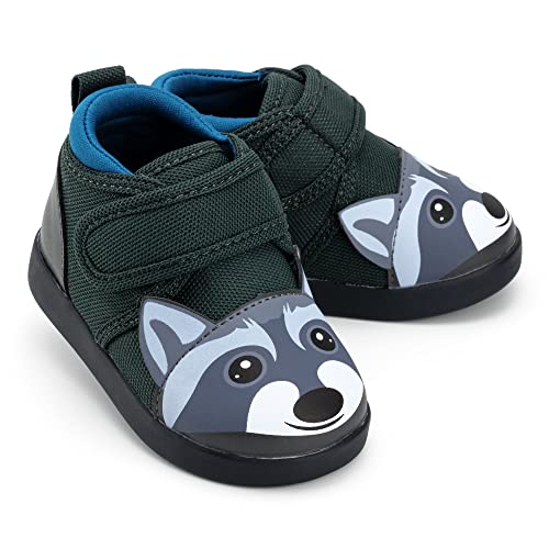 ikiki Squeakerless Shoes for Toddlers/Little Kids (Raccoon, Gray, Size 9)
