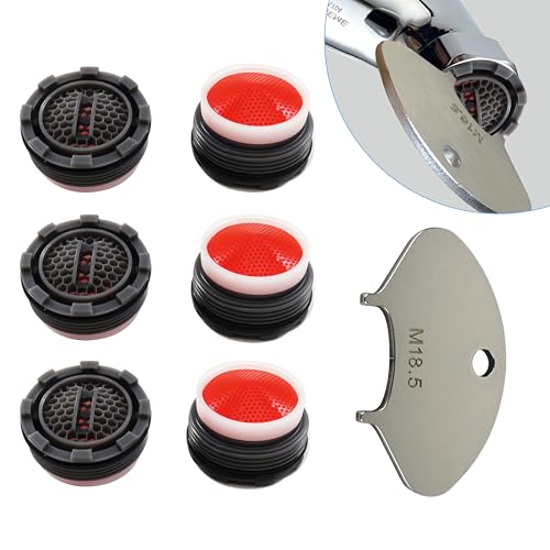 Upgraded 6-Pack 18.5mm Faucet Aerators with 304 Stainless Steel Aerator Removal Tool – Easy Install & Smooth Water Flow