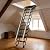 9 ft Wall-Mounted Folding Ladder, Pull Down Attic Ladder with Armrests, 11-Step Loft Retractable Stairs, Suitable for Family Garages, Attics and Basements, Up to 660 Lbs (Black, 11 Steps)