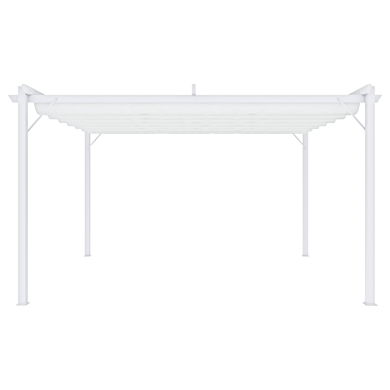 Gazebo Pergola 3 x 4 M con Telo Bianco Impermeabile Retrattile Richiudibile Struttura in Acciaio Bianco per Giardino Terrazzo Piscina Esterno Fiere Campeggio Design Elegante