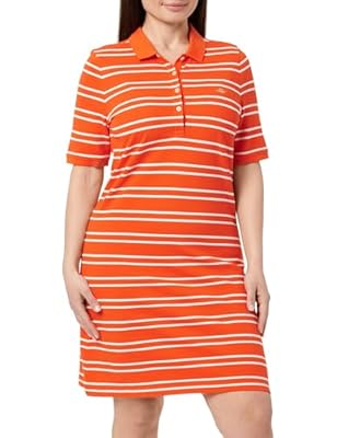 GANT Stripe Shield SS Pique Polo Dress Vestido Marled Red M Mujeres