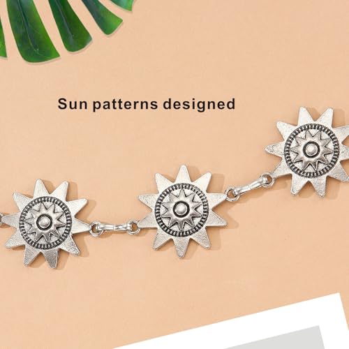 Metal Concho Chain Belt for Women,Trend Vintage Western Cowgirl Adjustable Belts,Beach Vacation Boho Waist Chain3