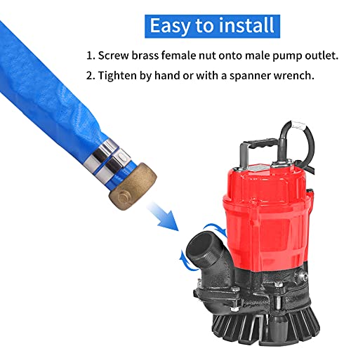 2" X 100′ Pvc Lay Flat Water Pump Discharge Hose With Aluminum Pin Lug Fittings, Heavy Duty Reinforced Pool Backwash Hose Assembly #TOP4