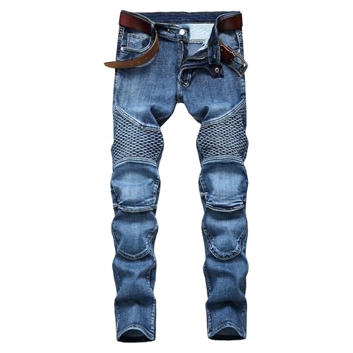 Men's Slim Fit Jeans Ripped Skinny Jeans for Men Fashion Biker Jeans Stretch Moto Denim Pants