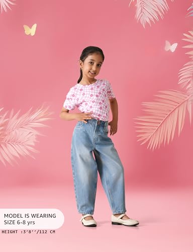 Image of Amazon Brand - Symbol Girl's Cotton Barrel Jeans