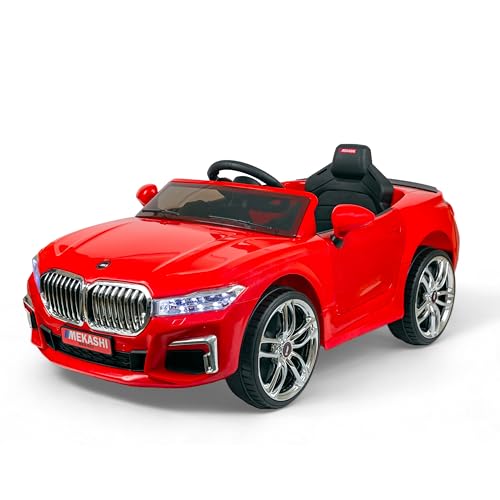 Image of MEKASHI Electric Ride-On Car for Kids 1-7 Years, 12V Battery, Remote Control, 5 Speed, LED Lights, Bluetooth, Red