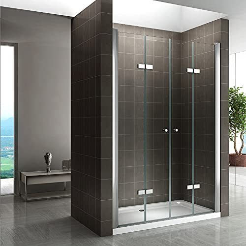 Porte de douche pliante 72x185 cm verre transparent - ajustable de 72 à 76 cm