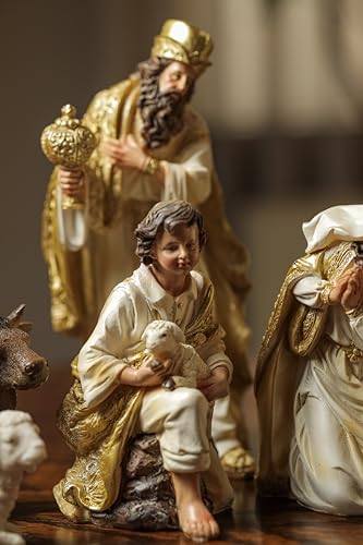 Presépio Completo 11 Peças 20cm Resina Importado Natal