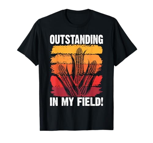 Retro Corn Pun Outstanding in Field Funny Farmer T-Shirt