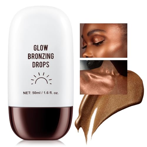 Boobeen Maquillage Highlighter liquide, Highlighter Bronzer Glow Illuminator pour le visage et le corps, mélangeable, Bronzage éclatant, Crème scintillante, Finition éclat durable