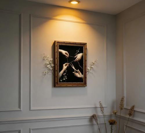 Vintage Gold Framed Thread of Life Wall Art, Victorian Moody Gothic Canvas Print, Dark Academia Wall Decor, Mystical Greek Mythology Painting Picture, Witchy Poster Artwork for Living Room Bedroom — view 6