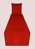 Quilted Bed Runner - Red Bed Scarf Long Side Runner Throw King/Queen/Twin Size with Decorative Cushi