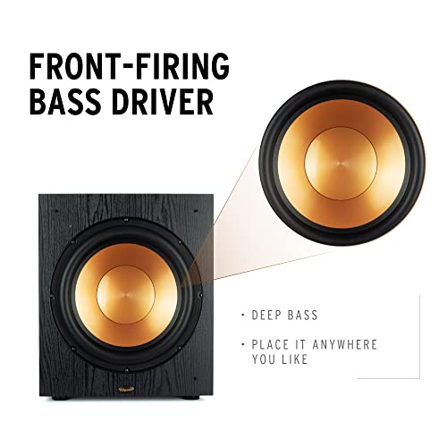 Klipsch Synergy Black Label Sub-120 12” Front-Firing Subwoofer with 200 Watts of continuous & 400 watts of Dynamic Power, and Digital Amplifier for Powerful Home Theater Bass in Black