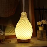 INRORANS Art Glass Essential Oil Diffuser - 160ml Ultrasonic Cool Mist Scent Aroma Aromatherapy Diffuser, Intermittent with Auto Shut-Off Timer Setting &7 Colors Night Light for Home -Ethereal Time