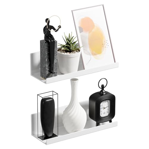 PAVSTINE Estante de Pared sin Taladro, Estante de Baño Pared, Estante Flotante Blanco, Estante Adhesivo 2 Piezas para...