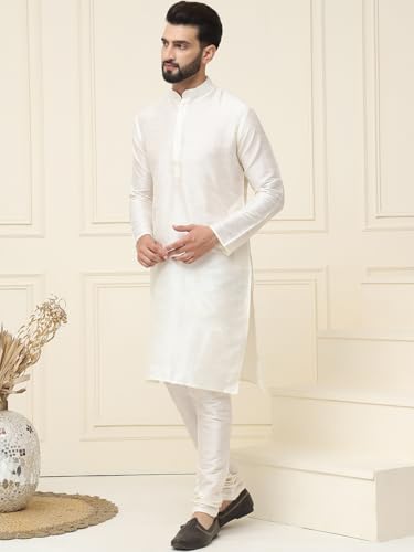 Image of SOJANYA Men's Dupion Silk Solid (Since 1958 Kurta Set & Churidaar Pyjama