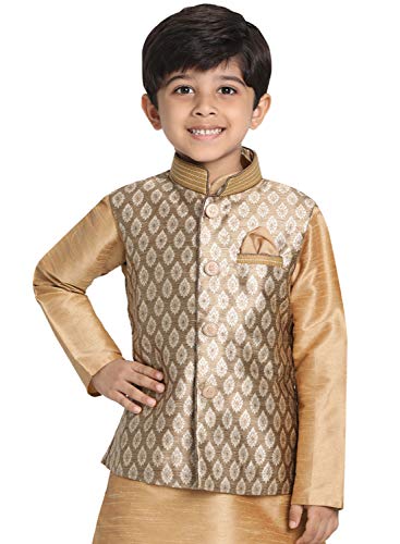 Image of VASTRAMAY Black Cotton Silk Blend Boys Nehru Modi Jacket