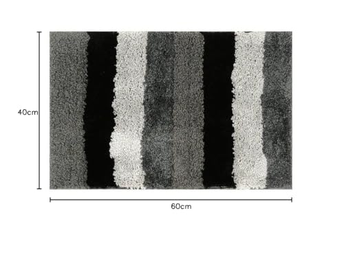 Image of GAVI Home Decor Bath Mat for Bathroom, Anti-Slip Bath mat & Door Mat for Bathroom, Bedroom, Kitchen (60 x 40 CM) (Black & Grey)