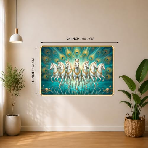 Image of 7 Running Horses Vastu Photo Frame, 16x24 Inch