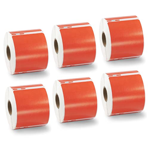 BETCKEY, 6 Rolls Red Multi-Purpose Labels Compatible with DYMO 99015(S0722440), 54mm x 70mm